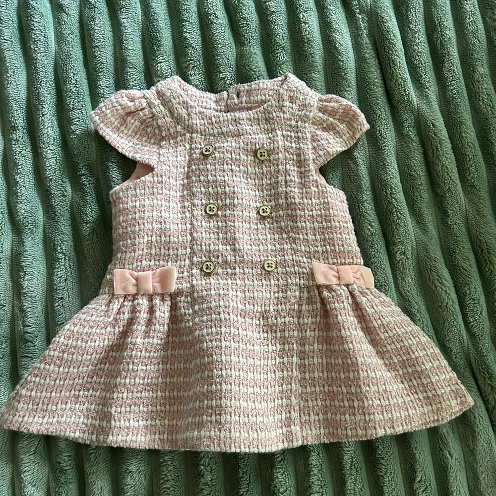 Janie and Jack Pink and White Tweed lined Baby Dress